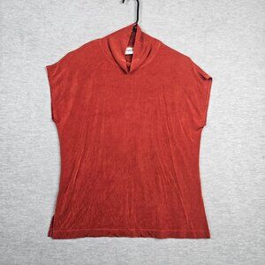 Chico's Women's Stretch Knit Turtle Neck Cap Sleeve Stretch Top Sz 2 Made in USA